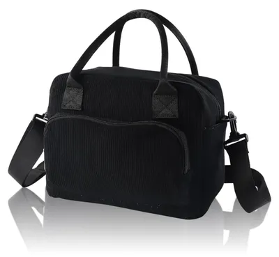 Obrázok produktu pre Chladiaca taška 15 litrov, obedová taška, materiál: cordura, farba: čierna, s 4 vonkajšími vreckami, nastaviteľný ramenný popruh