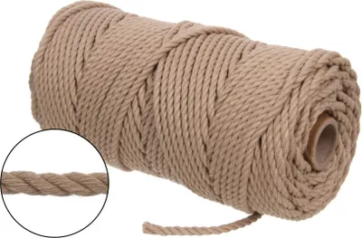 Produktbild von Makramee Garn Makramee-Seil 5 mm 100 m 3PLY Natürliche Baumwollfaden Baumwollkordel Baumwollschnur - Traumfänger, Blumentöpfe, Häkeln (Beige)