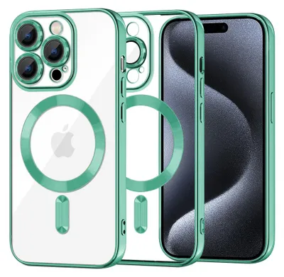 Produktbild von Techsuit Luxury Crystal Back Cover Hülle mit MagSafe für Apple iPhone 15 Pro - Hellgrün