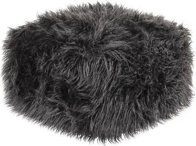 Produktbild von BELIANI Pouf Schwarz Felloptik 50 x 50 cm mit EPS-Perlen Abnehmbarem Bezug Quadratisch Modern Skandi Bodenkissen Sitzpouf Sitzmöbel Indoor