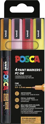 Produktbild von Faber Castell Marker UNI POSCA PC-3M 0,9-1,3 4er Glitter w