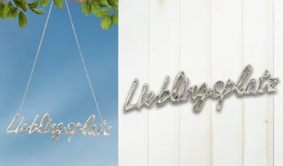 Produktbild von Gilde Hänger, Schriftzug, Lieblingsplatz, Aluminium, silberfarben, VE 4 Höhe: 10.00 cm Breite: 38.00 cm Tiefe: 0.50cm 48614