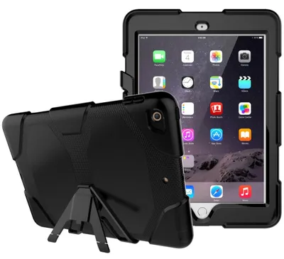 Produktbild von iPad 9.7 (2017/2018) Hülle - Heavy Duty Case mit Ständer - Schwarz