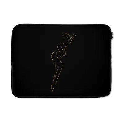 Produktbild von MuchoWow® Laptop Hülle 14 ZollFrau - Schwarz - Gold - Strichzeichnung Laptoptasche - Laptoptasche - Stoßsicher - Schutzhaube