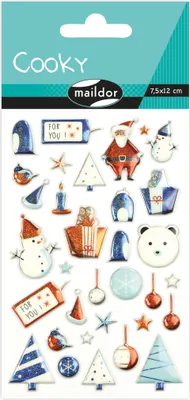Produktbild von Maildor Cooky, 8 Stickerbogen 7,5x12cm, Weihnachten 2 Mehrfarbig CY103C