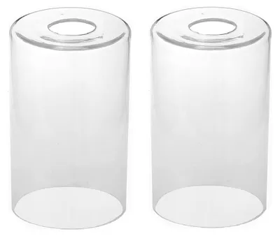 2er-Set Glas-Lampenschirme, zylindrisch, klar, 10x16,5 cm