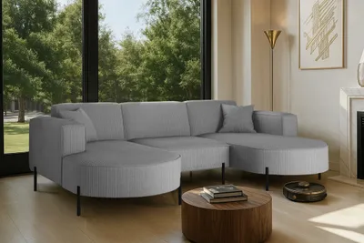 Zdjęcie produktu dla Narożnik, Sofa w kształcie U Modena Rein tkanina Poso Srebrny