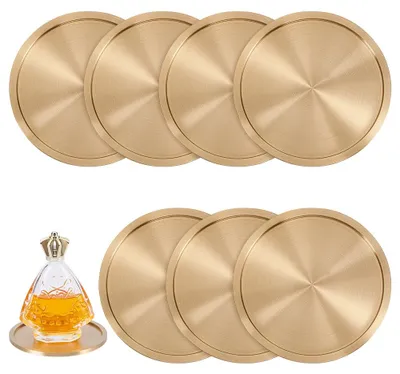 Messinguntersetzer 8er-Set, gold, 10 cm, 4 mm dick, rund