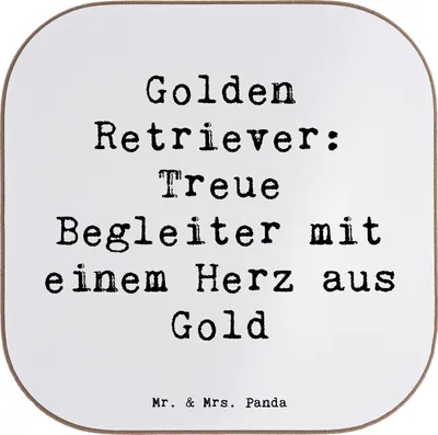 Produktbild von Mr. & Mrs. Panda Tassenuntersetzer Spruch Golden Retriever Freund - Weiß - Geschenk, Hunderassen Eigenschaften, Coaster, Spielhund, aktiver Hund, Untersetzer Tasse, Glas