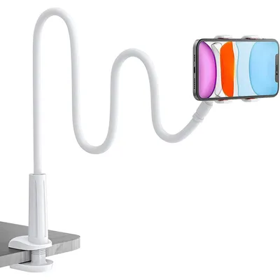 Produktbild von Handy Halter für Bett Schwanenhals Langarm Halterung 4-6,5 Zoll Weiß