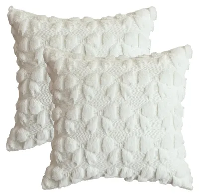 Produktbild von Sofakissenbezug Set - Crèmewitte Plüschkissenbezüge - 2 Stück - 45 x 45 cm