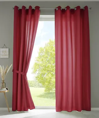 Produktbild von 2er Set Vorhänge Schal Ösen »Berlin« HxB 245x140 cm Bordeaux Blickdicht Microsatin Lichtdurchlässig Uni Matt 20405N2