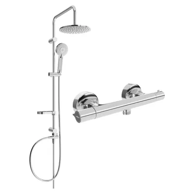 Obrázek produktu pro Mexen Carl odkrytý sprchový set s dešťovou sprchovou hlavicí a termostatickou sprchovou baterií Slim, Chromovaná - 77105240-00