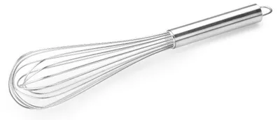 Productafbeelding van RVS garde met metalen handvat en ophanghaak, 45 cm, 16 draadjes