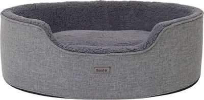 Produktbild von lionto Katzenkorb oval mit waschbarem Bezug, 83x63x27 cm, grau