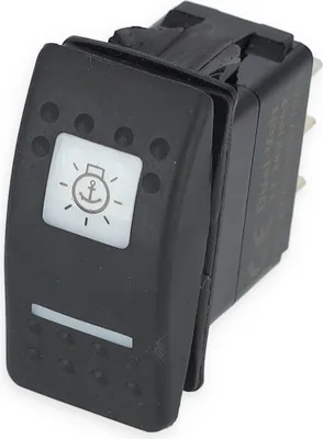 Produktbild von Tastschalter 12 V, ON-OFF-ON, mit verschiedenen Symbolen wählbar, 6 Anschlüsse Symbol: Ankerlicht