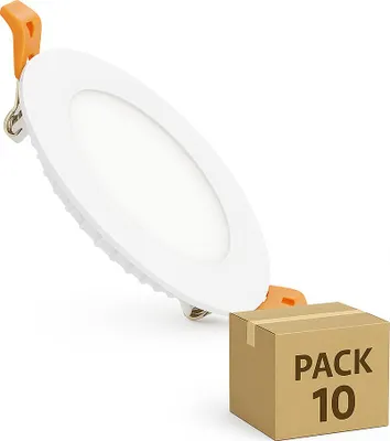 Produktbild von LED Einbaustrahler flach 6W Rund SuperSlim Ausschnitt Ø 110 mm (Pack 10) 3000K Warmweiß