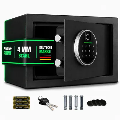 Produktbild von ONBEST Möbeltresor mit Fingerabdruck | M  | 4mm Stahltür | mit Zubehör | Elektrisch | 31 x 20 x 20 cm (B x H x T)