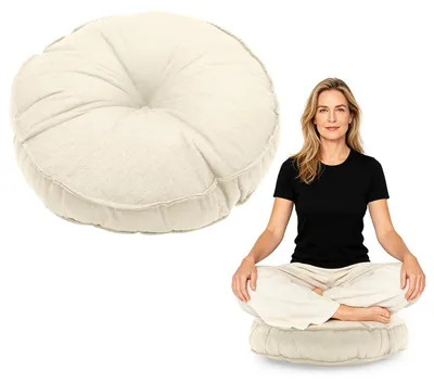 Rundes Sitzkissen 45 cm, beige, für Boden & Terrasse