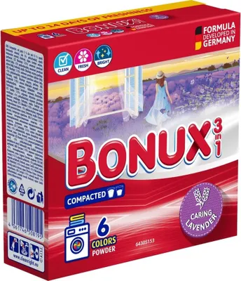 Image de Lessive colorée Bonux Color Caring Lavande - 6 lavages - 390 g