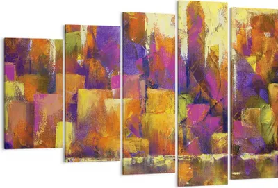 Produktbild von Bild auf Leinwand - Leinwandbild - 5 Teile - Abstraktion Stadt Wolkenkratzer - 150x100cm - Wand Bild - Wanddeko - Wandbilder - Leinwanddruck - Bilder - Wanddekoration - Leinwand bilder EG150x100-4294