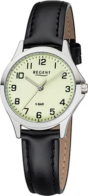 Produktbild von Regent Leder Damen Uhr 2112427 Analog Armbanduhr schwarz Lederarmband D2UR2112427