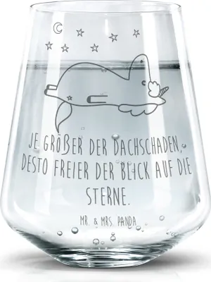 Produktbild von Mr. & Mrs. Panda Becherglas Einhorn Sternenhimmel - Transparent - Geschenk, Glas, Saftglas, Unicorn, Einhörner, Sterne, Wasserglas, Verrückt, Tumbler