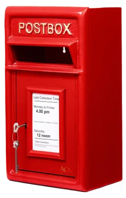 Produktbild von Wandbriefkasten – Aus rotem Gusseisen mit Schloss für Briefe und Pakete