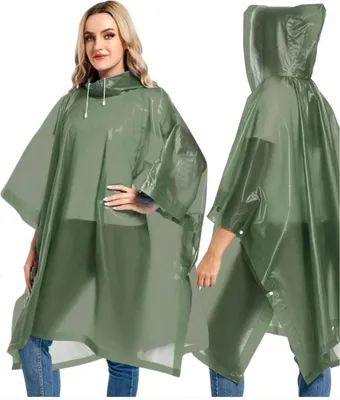 Zdjęcie produktu dla Płaszcz Przeciwdeszczowy Poncho Peleryna Przeciwdeszczowa Z Kapturem Ponczo Zielony