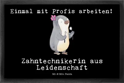 Produktbild von Mr. & Mrs. Panda fußmatte Zahntechnikerin Leidenschaft 50 x 75 cm - Schwarz - Geschenk, Sauberlaufmatte, Fußabstreifer, Fußabtreter, Schmutzmatte, Schmutzfangmatte