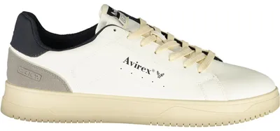 Produktbild von Weißer Herren-Sportschuh mit blauen Details und Schnürsenkeln