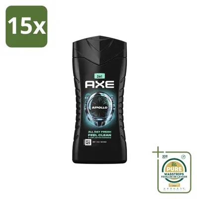 Zdjęcie produktu dla 15 sztuk żelu pod prysznic Axe 3-w-1 Apollo, z szałwią i cedrem, 250 ml - zestaw ekonomiczny