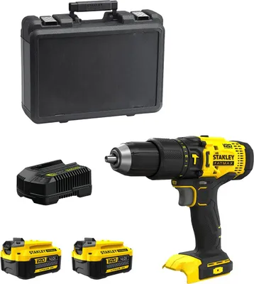 Image de Perceuse-visseuse à percussion STANLEY FatMax SFMCD711M2K (2 x 4,0 Ah + chargeur + coffret)