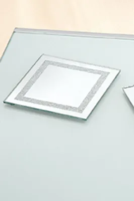 Produktbild von Spiegelglasuntersetzer mit Glitterrahmendesign, 10,0 x 10,0x 1,0cm