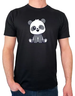 Produktbild von Huuraa Herren T-Shirt Panda Comic S Black Bio Baumwolle Fairtrade Herrenshirt Geschenkidee