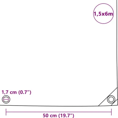 Zdjęcie produktu dla vidaXL Plandeka 650 g/m² 1,5x6 m Czarny
