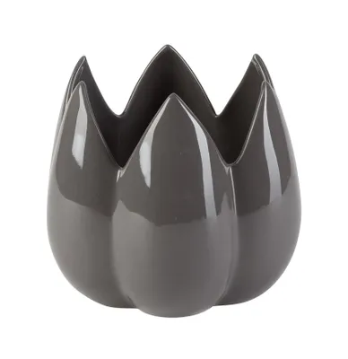 Image de Décoration 'Bud' - vase / pot (18x18x15,5 cm), gris