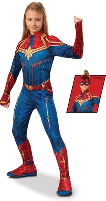 Zdjęcie produktu dla Oficjalny strój "Avengers" Rubie's, Kapitan Marvel, rozmiar 7-8 lat – czerwony, niebieski