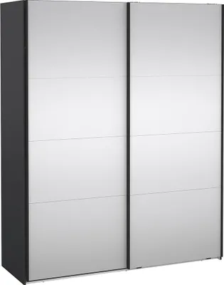 Produktbild von Catania Schiebetürenschrank 2 Türen mit Spiegel 180x220cm matt grau.