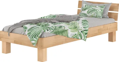 Produktbild von Buchebett Einzelbett Holzbett Überlänge 100x220 Futonbett Bettrahmen Zubehör wählbar V-60.86-10-220ohne Zubehör