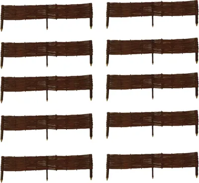 Produktbild von Beetbegrenzung aus Weide ( H 20 x B 100 cm 10 Stück) Palisade aus Weide, Beeteinfassung Weide in Vielen Größen, Natürlicher Weidenzaun