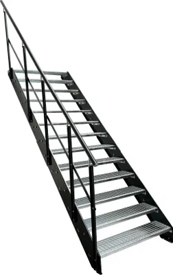 Obrázok produktu pre Oceľové rebríkové schodiskové stupne 13 stupňov zábradlia vľavo - pozinkované a antracitovo práškovo lakované strany - (š x v x h) 60 x 247 x 253 cm