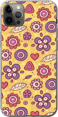 Produktbild von MuchoWow® Handyhülle Schutzhülle Hülle für Telefoonhoesje iPhone 12 Pro Max Muster - Blumen - Lila - Orange Silikon Softcase Handy Hülle - Hartschale