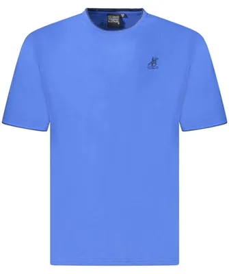 Produktbild von Herren Kurzarm Polo T-Shirt Blau mit Kontrastdetails und Stickerei