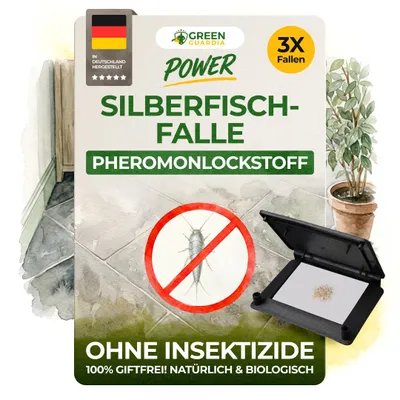 Produktbild von Silberfische Klebefalle mit Pheromonlockstoff, 3x Fallen, umweltfreundlich Silberfische bekämpfen, Chemiefreie Silberfische Köder, die Pheromonfalle