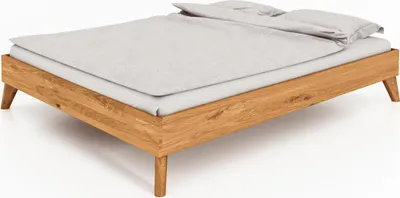 Produktbild von Bett Gerg 3 Sonderlänge 100x190 Wildeiche massiv ohne Kopfteil mit Holzbeinen