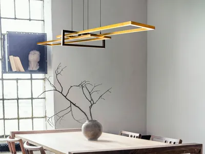 Obrázek produktu pro Velké závěsné nástěnné svítidlo LED se stmívačem 110 x 40 cm zlatá / černá