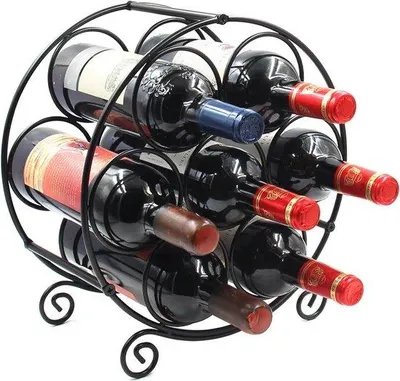 Produktbild von Metallischer Weinregal für 7 Flaschen Freistehender Weinstander Weinregal Weinstander Weinopslagplank für Küchenarbeitsfläche, schwarz