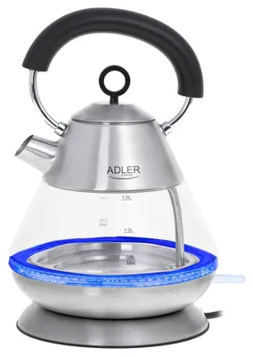 Productafbeelding van Adler AD 1282 Elektrische waterkoker van glas, 1,5 liter, verlichte binnenkant, draadloos, transparant