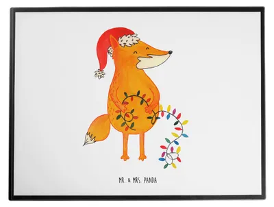 Produktbild von Mr. & Mrs. Panda Schreibunterlage Fuchs Weihnachten - Weiß - Geschenk, schreibtischunterlagen, schreibtischunterlage, tischpad, Heiligabend, Unterlage Schreibtisch
